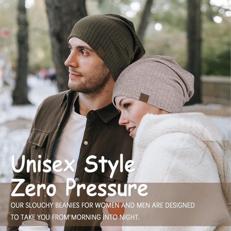 HAMUNI Slouchy Beanie for Men Women Soft Lightweight Running Beanie Hat Chemo Cap Skull Cap - Image 5